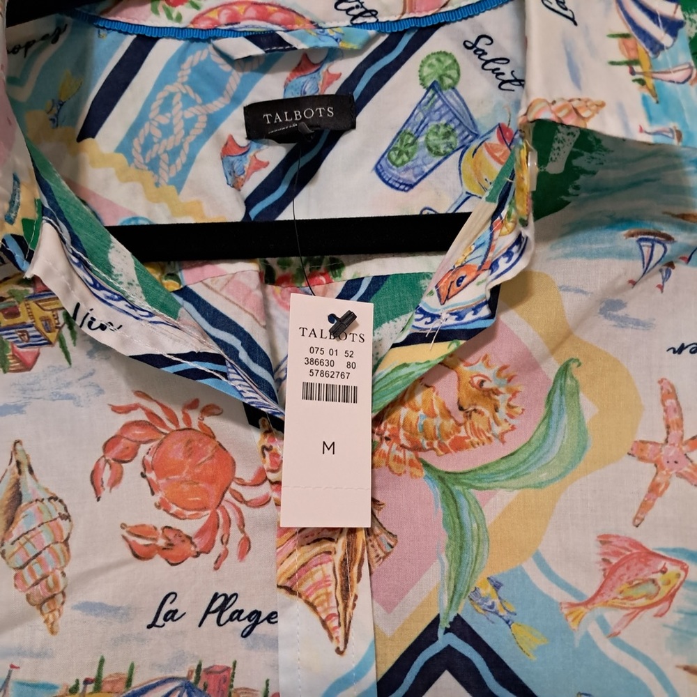 Talbots Multicolor Tropical Print Women's Blouse - Picture 3 of 3